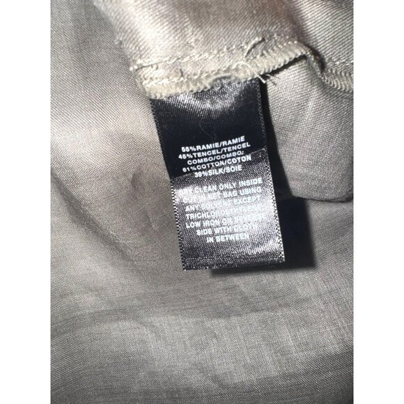 Lafayette 148 New York Womens Long Button-Up Shirt P Taupe Ramie/Tencel - Picture 3 of 7